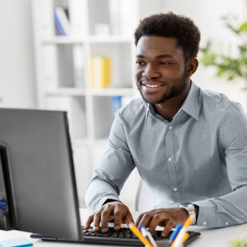 Man on Desktop Computer